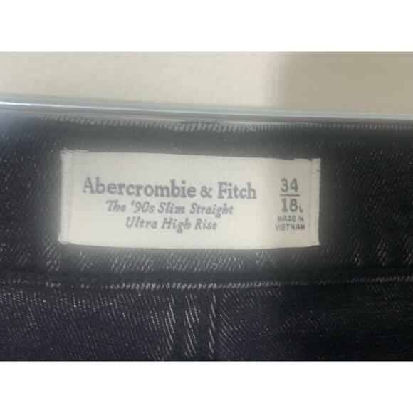 Abercrombie & Fitch Criss Cross Waist 90's Slim Straight Ultra High Rise Jean 34 - Picture 2 of 5